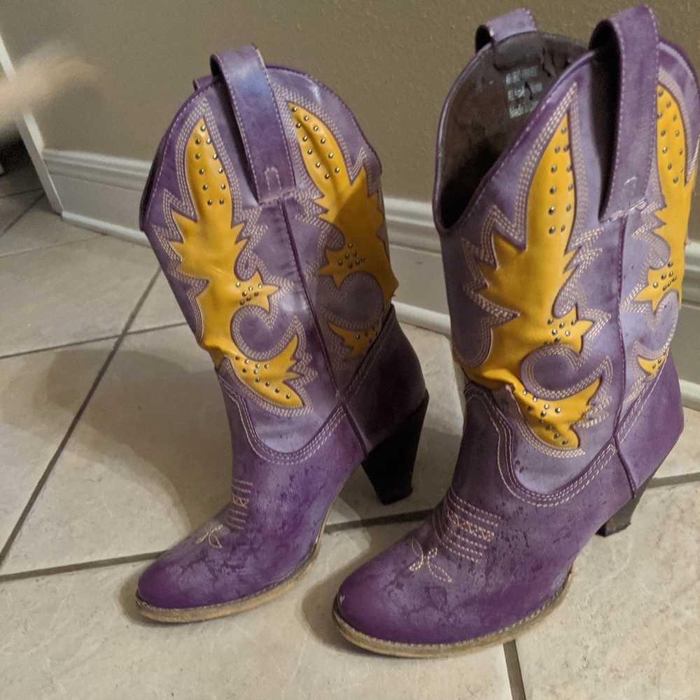 RARE! Purple and Gold Cowboy Boots